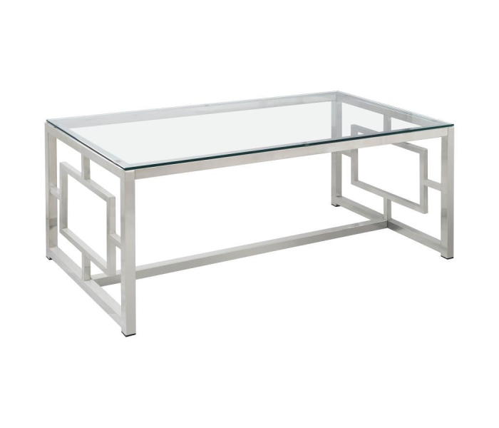 Merced - Rectangular Glass Top Coffee Table - Nickel, 47.25"