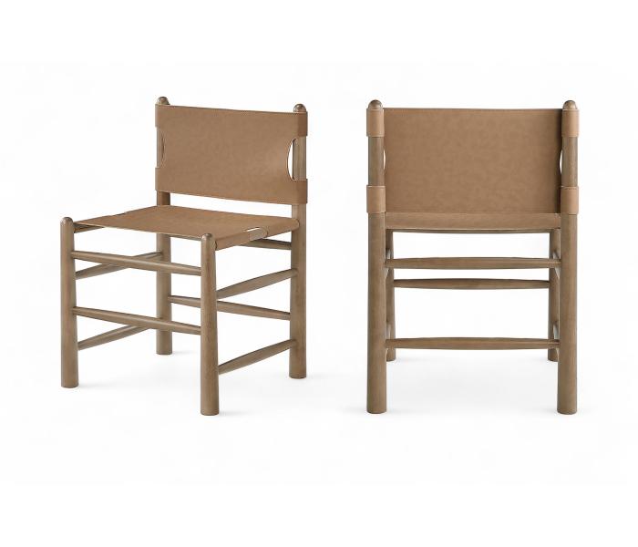 Santos - Vegan Leather Upholstered Dining Chair (Set of 2) - Brown / Stained Brown - Dark Brown