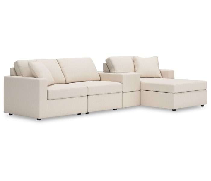 Cozymax - Oyster - 4-Piece Sectional With Raf Corner Chaise And Storage Console, 126"