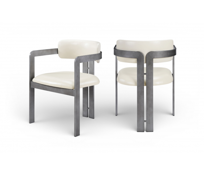 Aurum - Vegan Leather Upholstered Dining Chair (Set of 2) - Cream - White