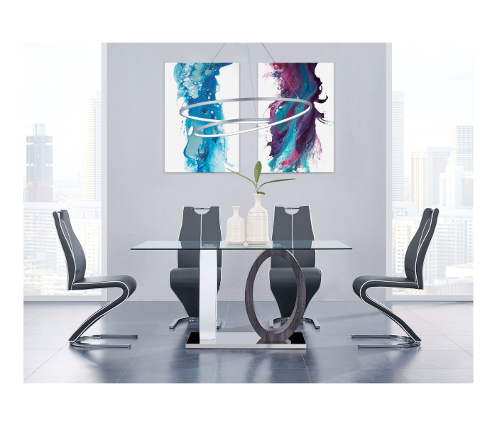 D1628 - 9 Piece Dining Room Set (Dining Table And 8 Dinning Chairs) - Silver - Pearl Silver