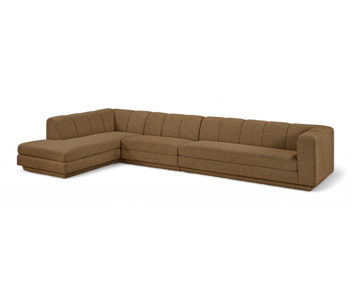 Modari - Fabric Upholstered 3 Piece LAF Modular Sectional - Brown - Dark Brown, 154.25"