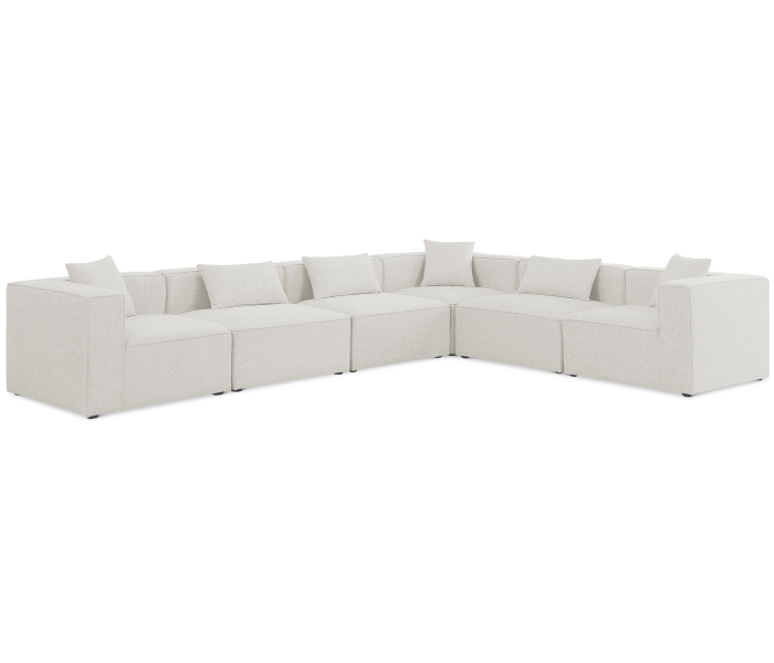 Cube - Linen 6 Piece Modular Corner Sectional - Cream, 144"