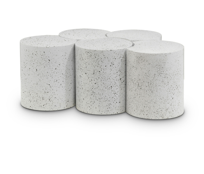 Dimple - 18" 5 Piece Modular Coffee Table - White Terazzo, 43.5"