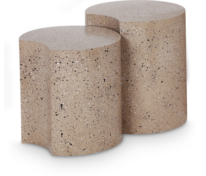 Dimple - 2 Piece Modular End Table - Taupe Terazzo, 28"