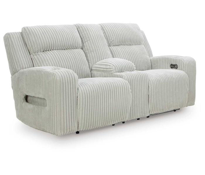 Forest Lake - Alloy - Power Reclining Loveseat With Console / Adj Headrest