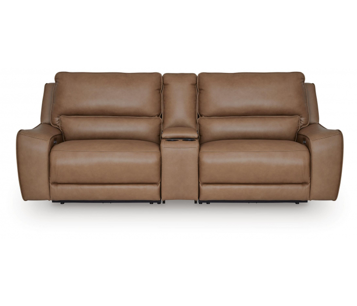 DeepWakes 3-Piece Power Power Reclining Sectional With Storage Console Caramel, 107"