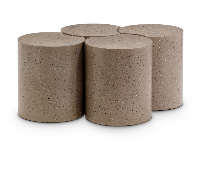 Dimple - 20" 4 Piece Modular Coffee Table - Taupe Terazzo, 46.5"