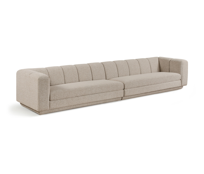 Modari - 153.5" Fabric Upholstered 2 Piece Modular Sofa - Beige, 153.5"