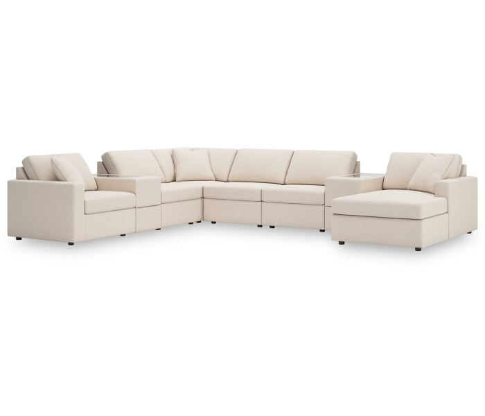 Cozymax - Oyster - 8-Piece Sectional With Raf Corner Chaise And Storage Consoles, 157"