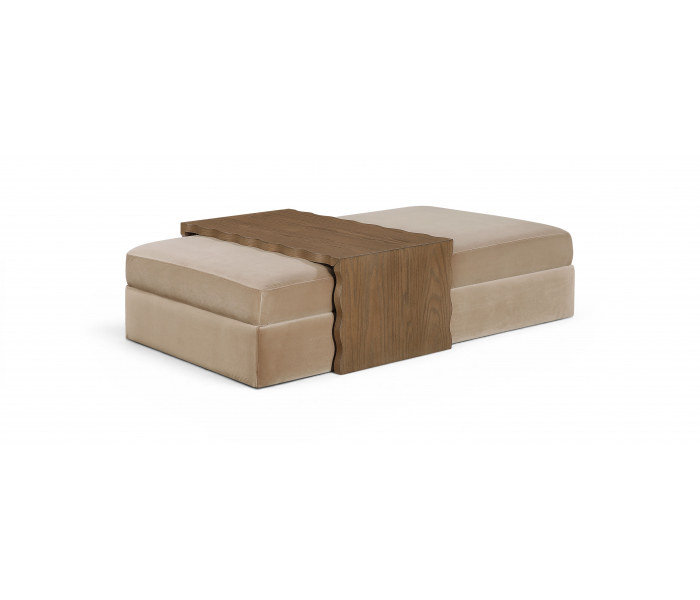 Woodra - Velvet Coffee Table/Ottoman - Beige