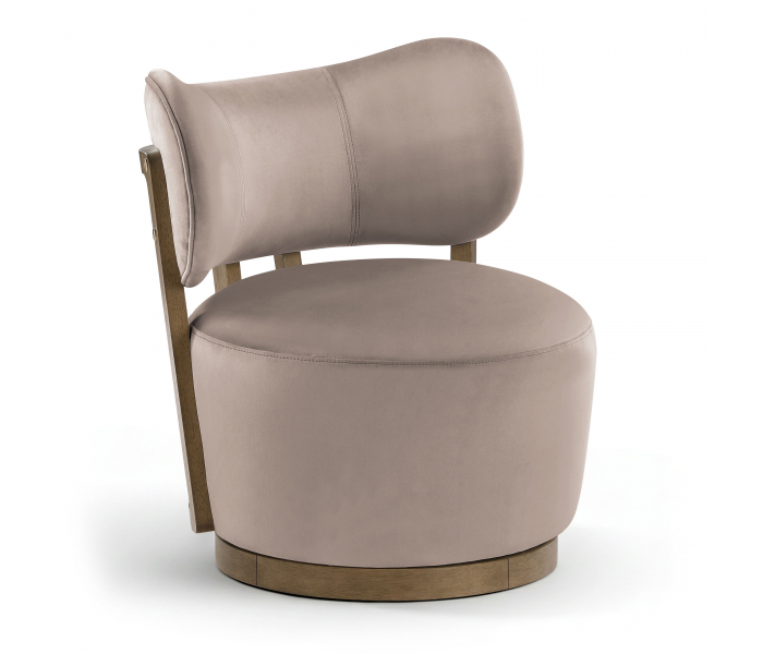 Elara - Velvet Upholstered Swivel Accent Chair - Taupe - Light Brown