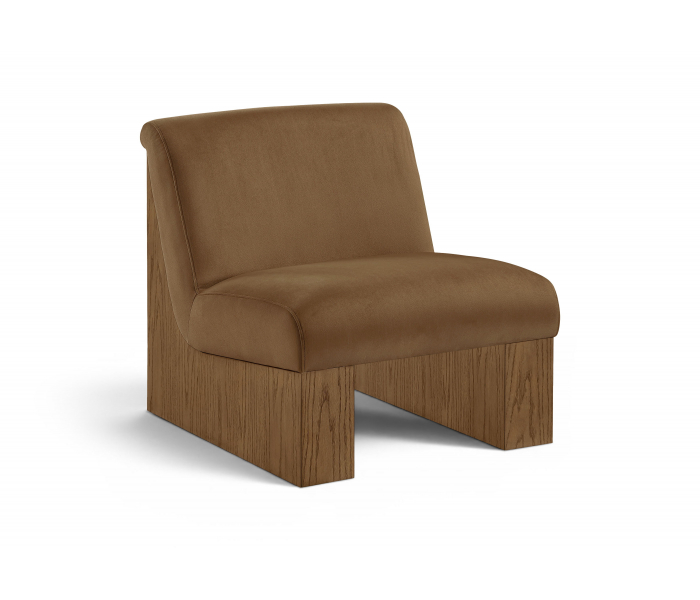 Vantage - Velvet Performance Fabric Upholstered Accent Chair - Beige / Brown