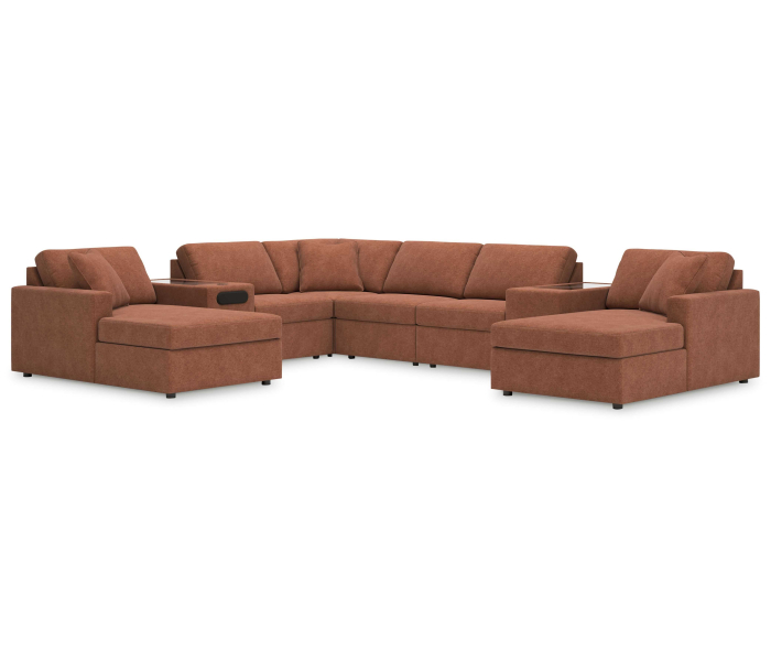 Cozymax - Spice - 8-Piece Double Chaise Sectional With Audio And Storage Consoles, 157"