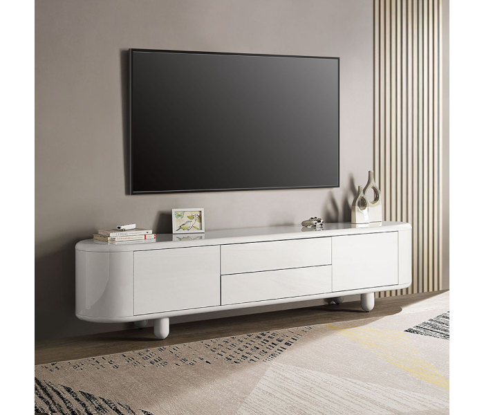 Keely - TV Stand - White High Gloss - White