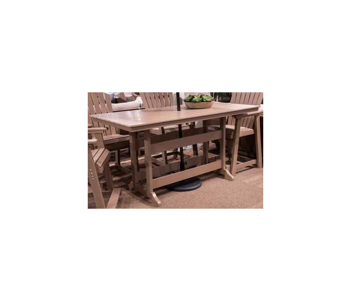 Seacliff Beach Rectangular Counter Height Dining Table With Umbrella Option Medium Brown, 72"