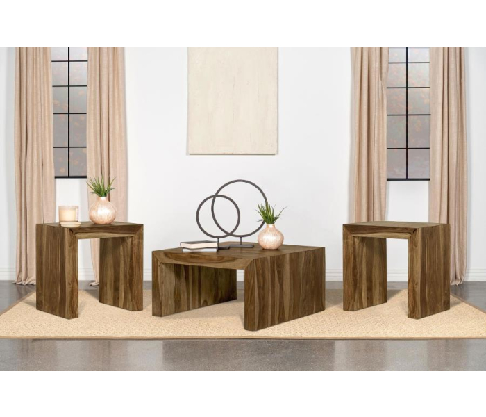Odilia - 3 Piece Solid Wood Coffee And End Table Set - Auburn