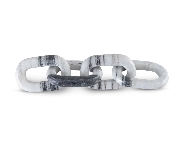 Lynx - Marble Decorative Chain Links - Panda - Gray, 18"