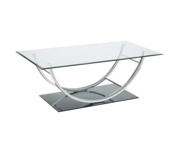 Danville - Rectangular U-Shaped Glass Top Coffee Table - Chrome, 48"