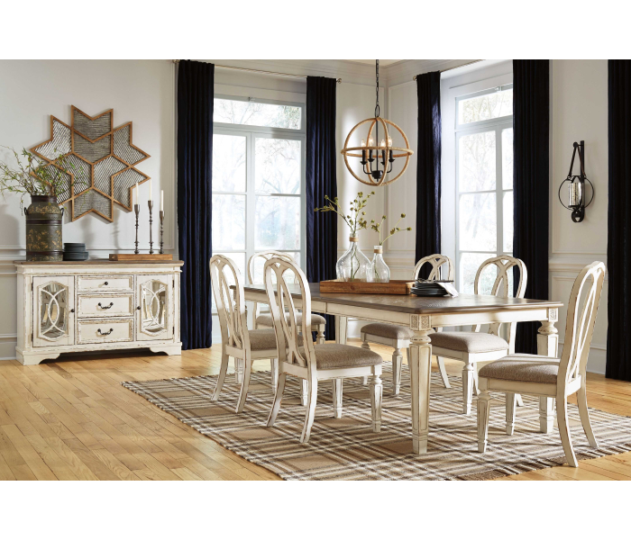 Realyn - White - 7 Pc. - Extension Table, 6 Ribbon Backed Side Chairs