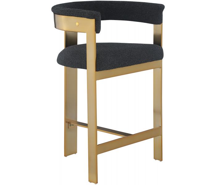 Romeo - Boucle Counter Stool With Gold Base (Set of 2) - Black