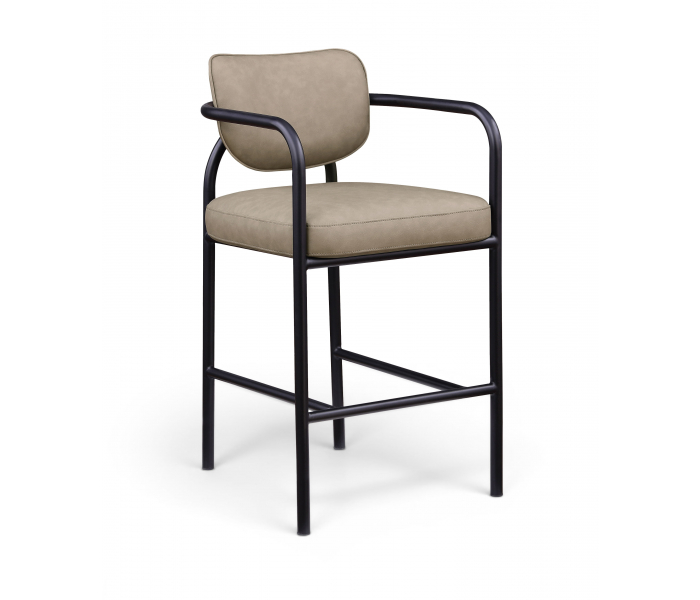 Serava - Vegan Leather Upholstered Bar Stool - Taupe - Gray