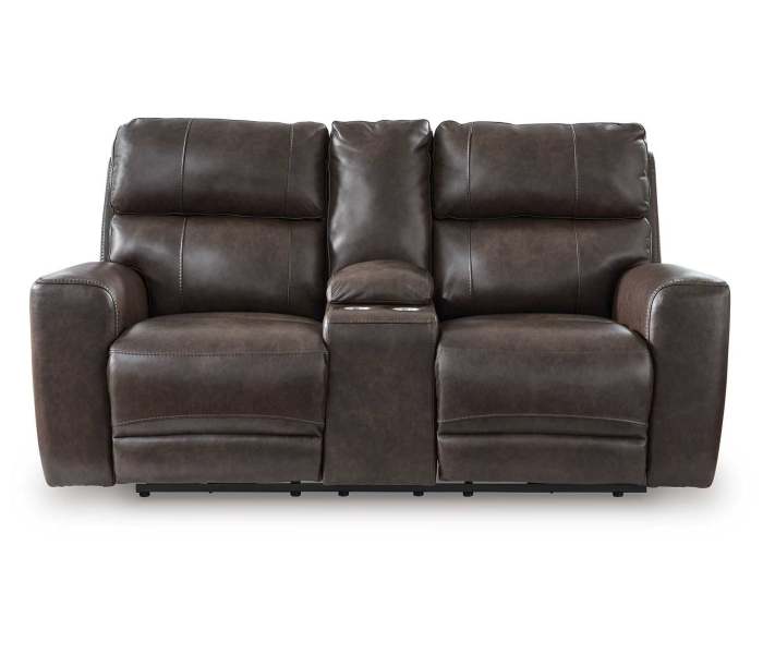 Crossplex - Smoke - Power Recline Loveseat / Console / Adjustable Headrest