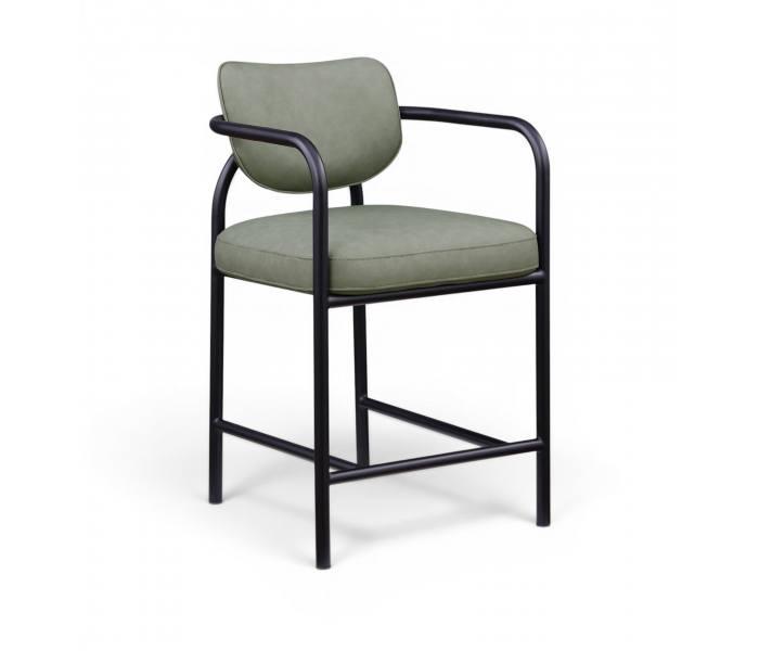Serava - Vegan Leather Upholstered Counter Stool - Green