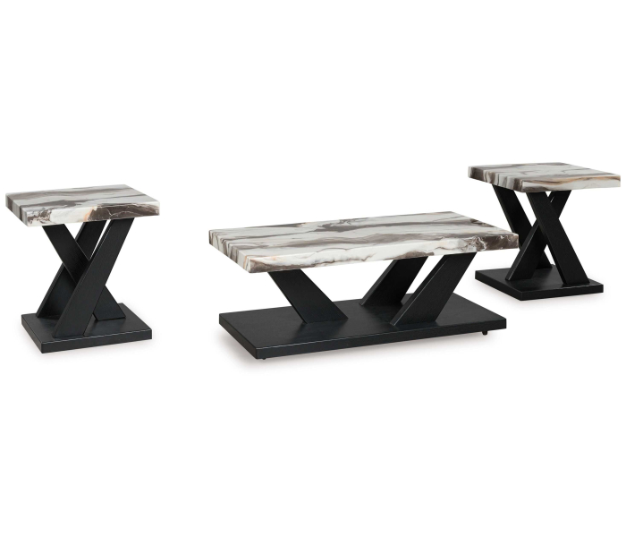 Cendill - Dark Brown / White / Black - Occasional Table Set (Set of 3), 48"