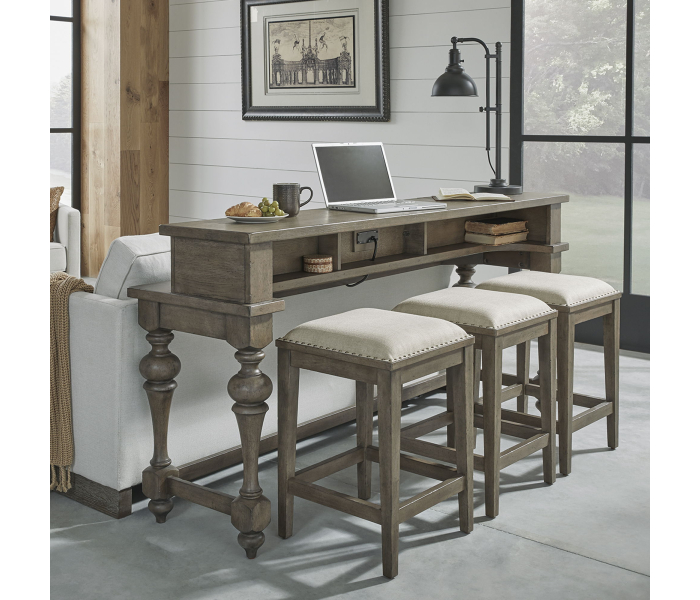 Americana Farmhouse - 4 Piece Console Set (Console 3 Stools)