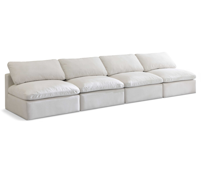 Plush - 4 Seat Modular Armless Sofa - Cream, 140"