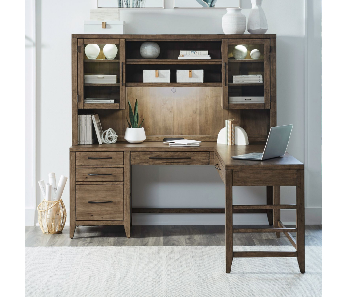 Shaker Lakes - Opt L Shaped Desk Set - Harvest Brown - Dark Brown