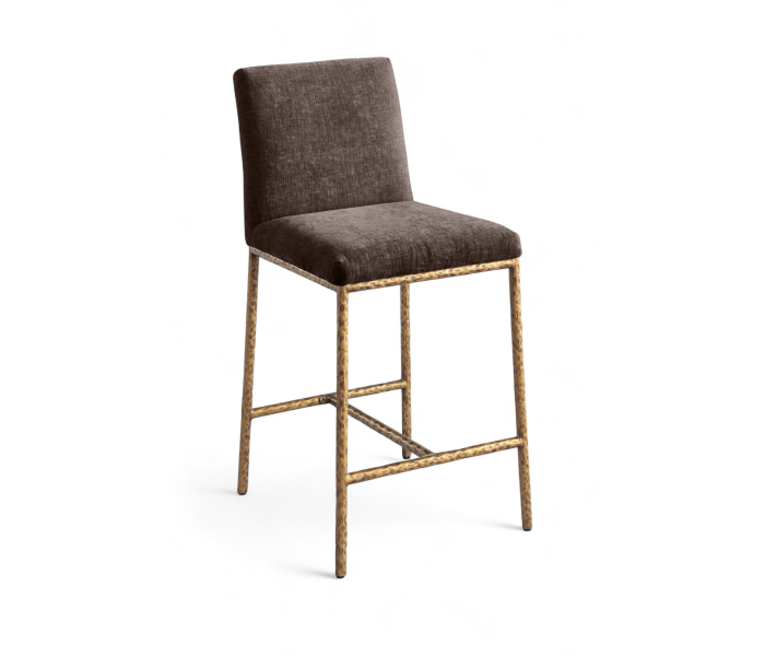 Reeves - Chenille Upholstered Counter Stool (Set of 2) - Brown - Dark Brown