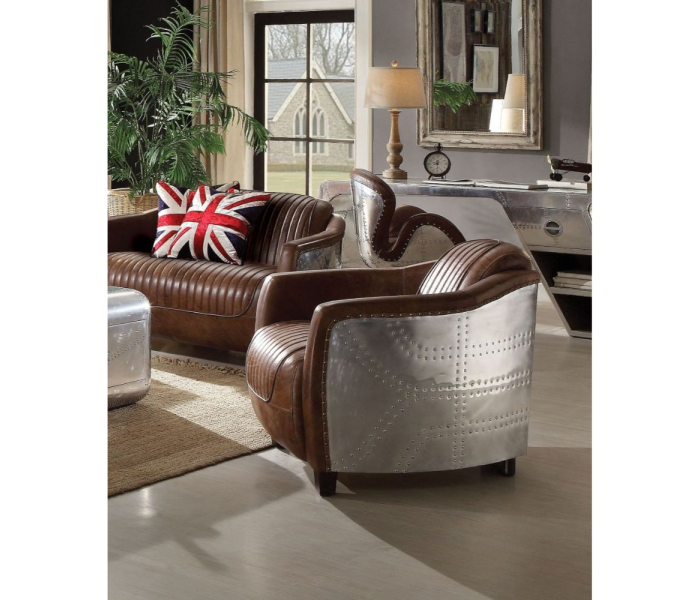 Brancaster - Chair - Retro Brown Top Grain Leather & Aluminum