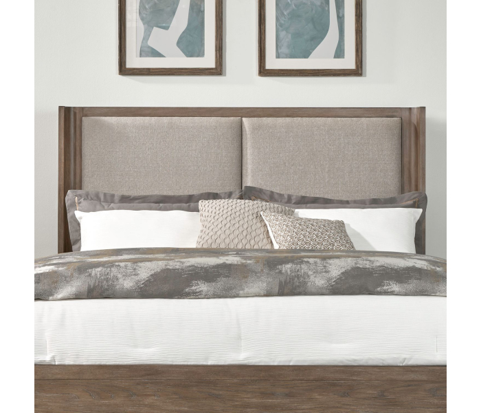 South Bend - Queen Upholstered Shelter Headboard - Brown