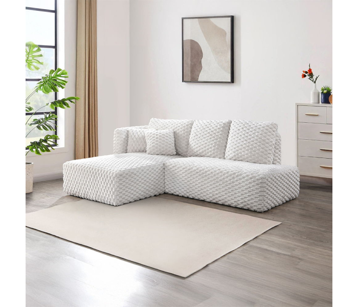 Manya - Sectional Sofa - Ivory Corduroy - White, 97"