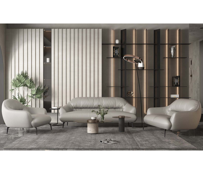 Leonia - Sofa - Taupe Leather, 88"