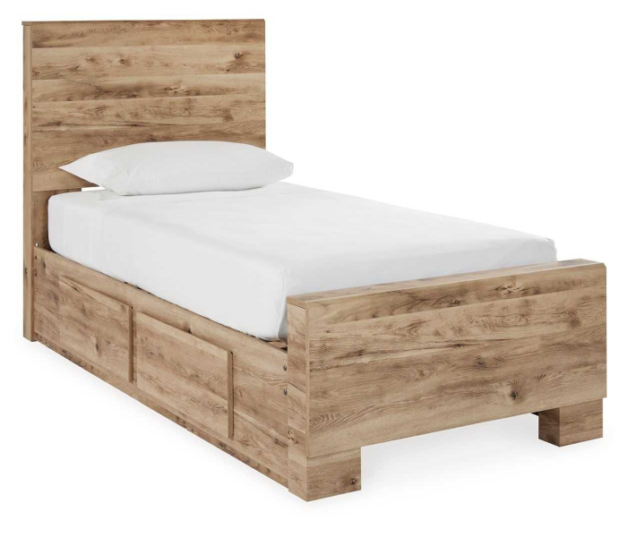 Hyanna - Tan - Twin Panel Bed With 2 Side Storage