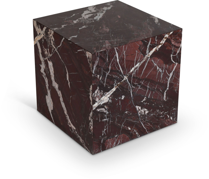 Bolzano - Marble End Table - Dark Red, 18"