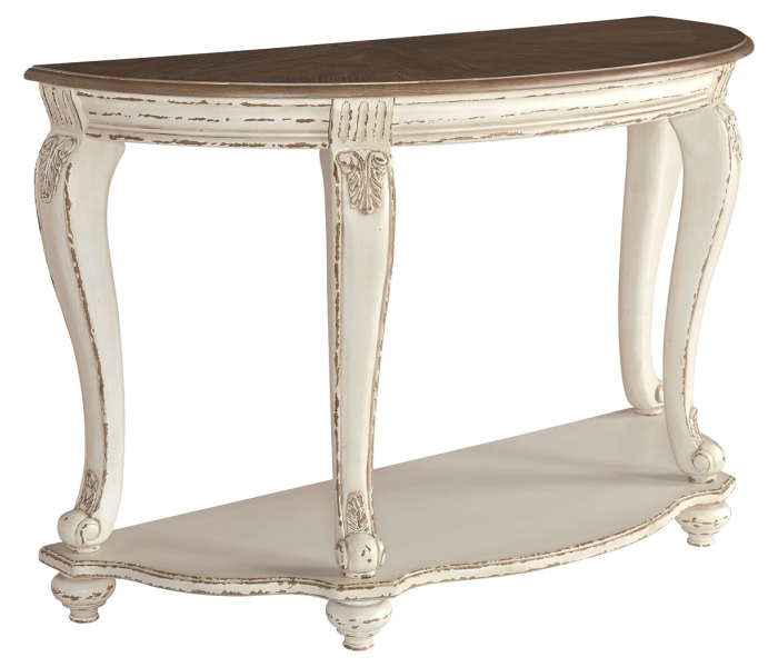 Realyn - White / Brown - Sofa Table, 47.88"