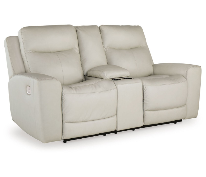 Mindanao - Coconut - Power Reclining Loveseat With Console / Adj Hdrst