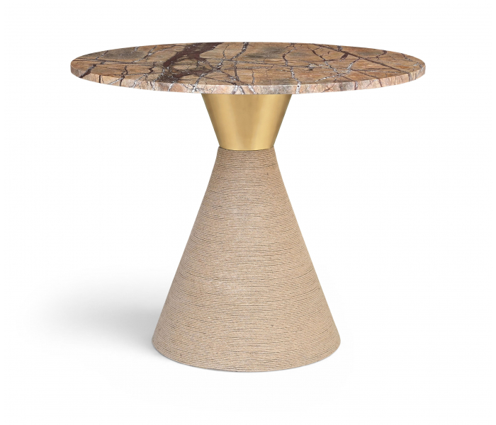 Baleen - 36" Genuine Marble And Jute Dining Table - Brown - Light Brown, 36"