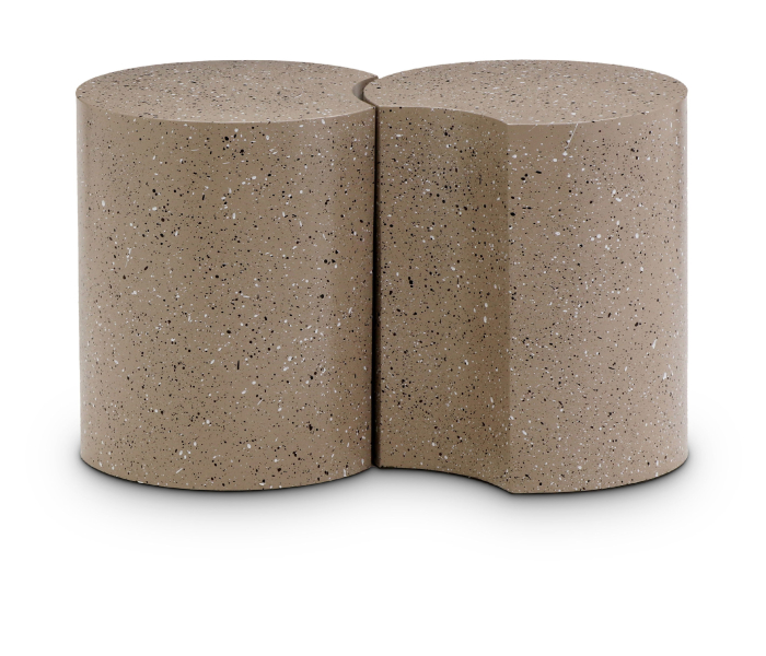 Dimple - 18" 2 Piece Modular End Table - Taupe Terazzo, 30"