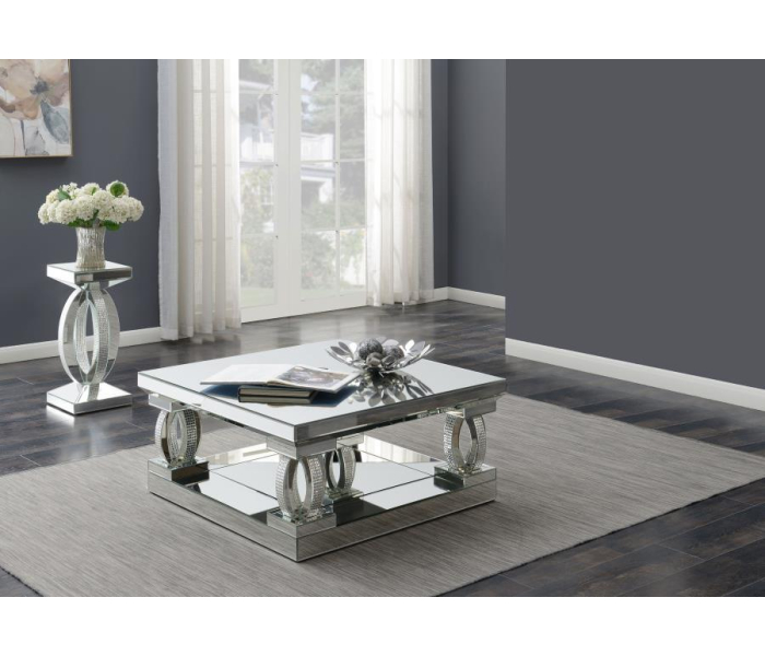 Amalia - 2 Piece Mirrored Coffee And End Table Set - Silver