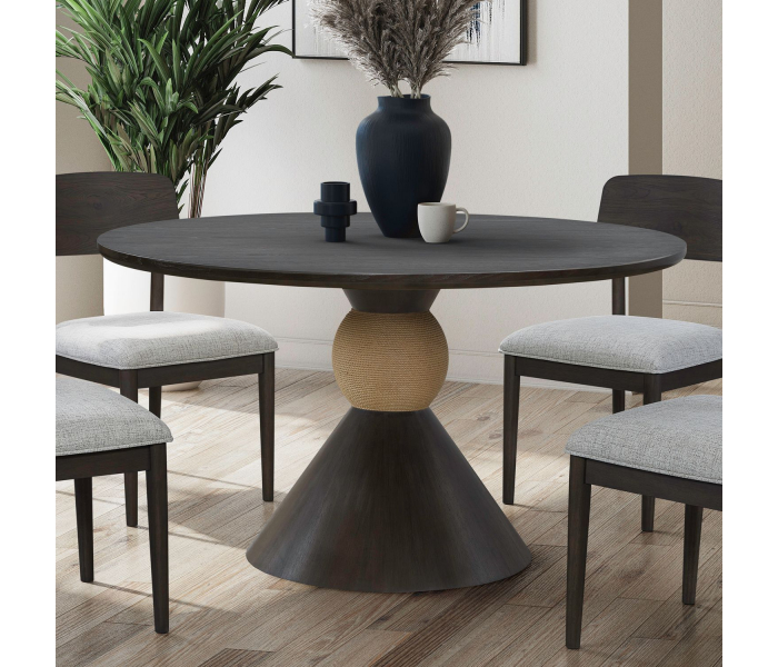 Briarcrest - 54" Round Pedestal Table - Dark Smoke - Dark Brown, 54"