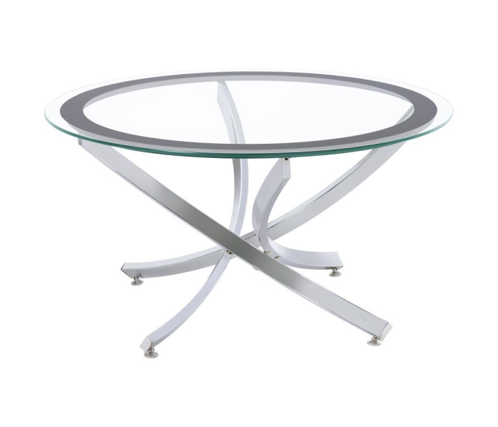 Brooke - Round Glass Top Coffee Table Metal Base - Chrome, 35.5"