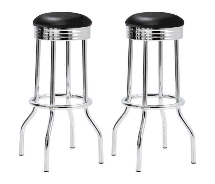 Retro - Upholstered Metal Swivel Bar Stool (Set of 2)