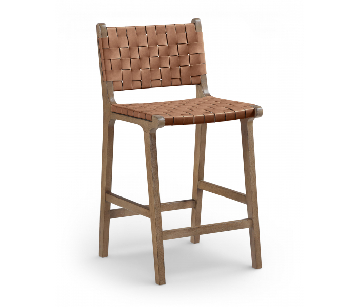 Entwine - Vegan Leather Upholstered Counter Stool - Brown / Painted Brown - Light Brown