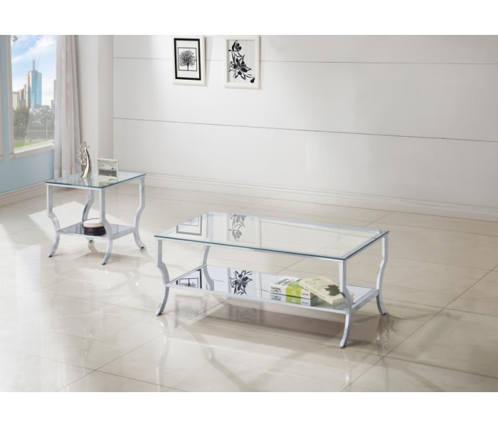 Saide - 2 Piece Glass Top Coffee And End Table Set - Chrome