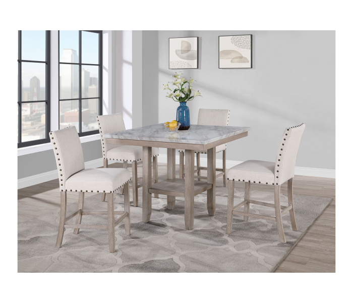 D4010 - 5 Piece Dining Room Set (D4010 Bar Table With 4 D1622 Bar Stools) - Natural / - Light Brown